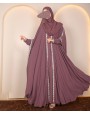 Lilac Diamond 4 Pc Set Abaya