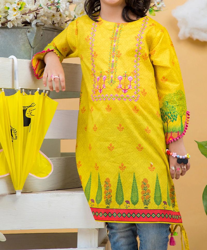 YELLOW MILES STITCHED 1PC KURTI