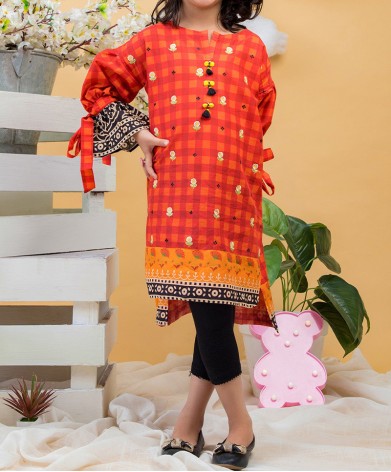 PEACH ROSE STITCHED 1PC KURTI