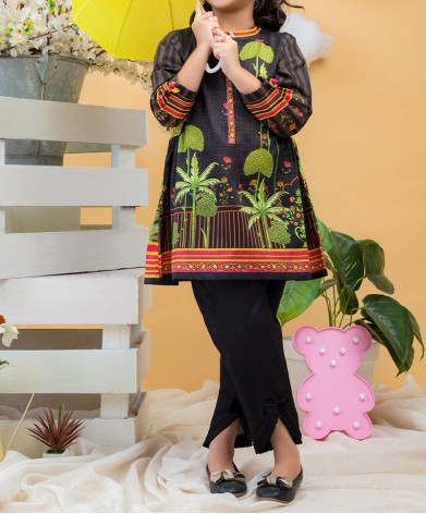 Black Garden Printed 2Pc Stitched Suit