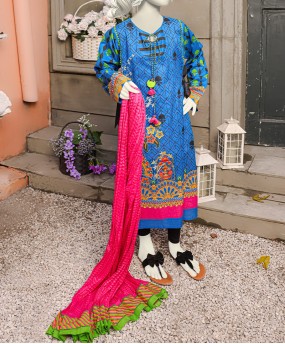 DUSKY FLORAL TEEN GIRLS 2PC STITCHED SUIT