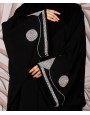 Abaya 3 Pc Set Slv Work - Black