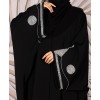 Abaya 3 Pc Set Slv Work - Black