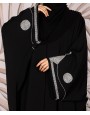 Abaya 3 Pc Set Slv Work - Black
