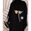 Abaya 3 Pc Set Slv Work - Black