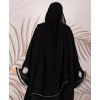 Abaya 3 Pc Set Slv Work - Black