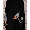 Abaya 3 Pc Set Slv Work - Black