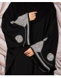 Abaya 3 Pc Set Slv Work - Black