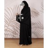 Abaya 3 Pc Set Slv Work - Black