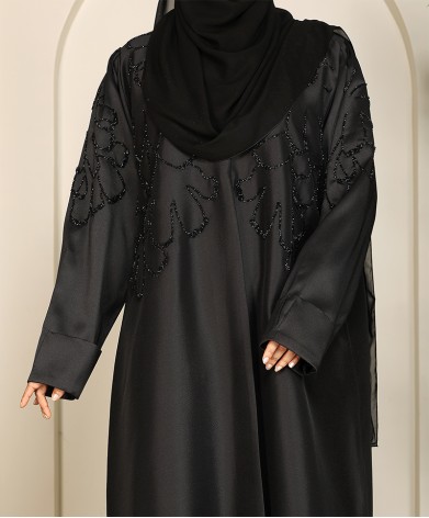 Bridal Rose Abaya - Black