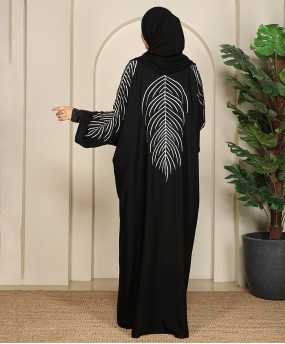 Leaf 3 Pc Set Abaya - Black