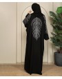 Leaf 3 Pc Set Abaya - Black