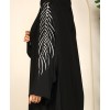 Leaf 3 Pc Set Abaya - Black
