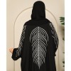 Leaf 3 Pc Set Abaya - Black
