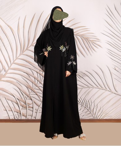 Multi Flower 3Pc Set Abaya