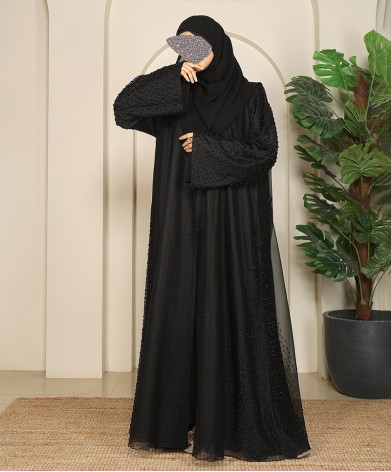 Organza Black Drop Abaya