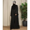 Organza Flower Abaya - Black