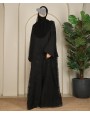 Organza Flower Abaya - Black