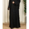 Organza Flower Abaya - Black