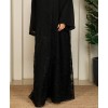 Organza Flower Abaya - Black