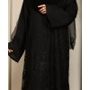 Organza Flower Abaya - Black