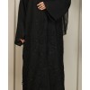 Organza Flower Abaya - Black
