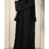 Organza Flower Abaya - Black