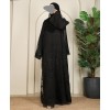 Organza Flower Abaya - Black