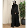 Organza Flower Abaya - Black