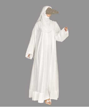 Net Abaya 4 Pc Set - White