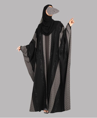 Bisht 4 Pc Set Abaya - Bk-Gray