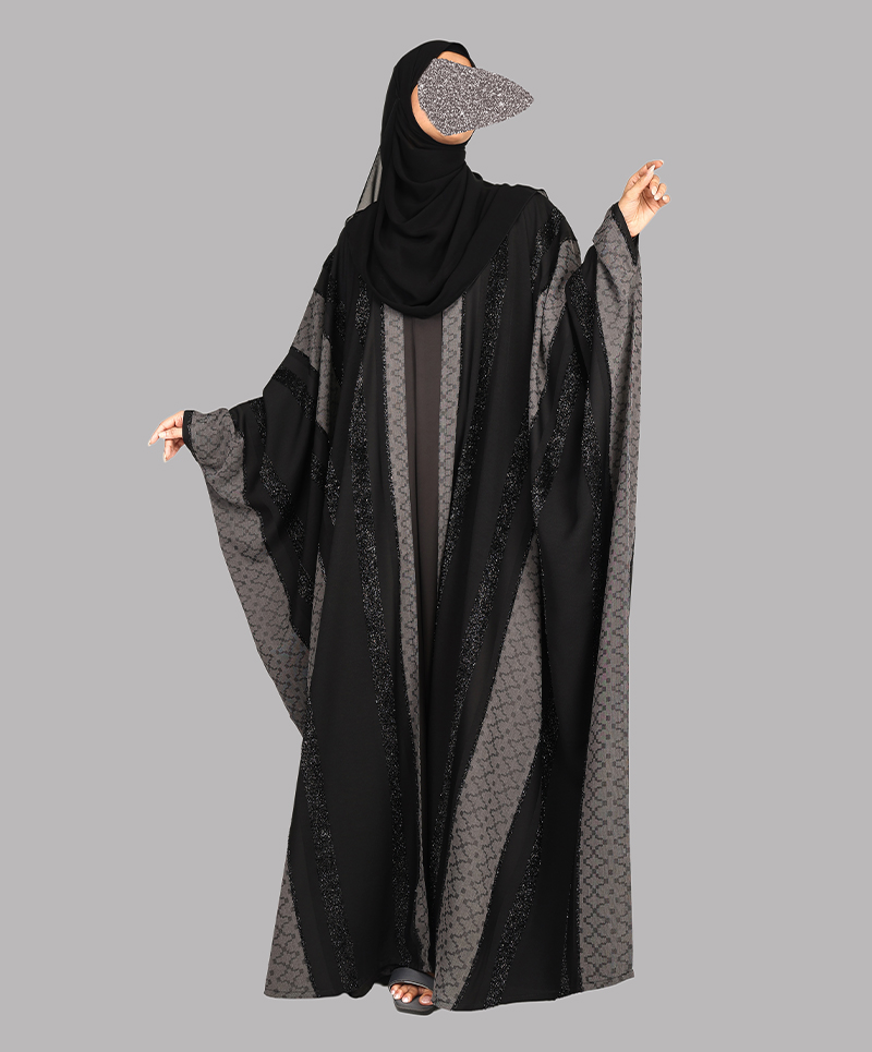 Bisht 4 Pc Set Abaya - Bk-Gray