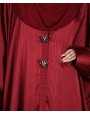 Bisht 4 Pc Set Abaya - Cherry Red