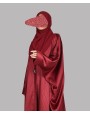 Bisht 4 Pc Set Abaya - Cherry Red