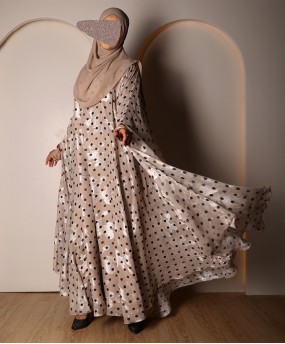 Polka 4 Pc Set Abaya - ivory