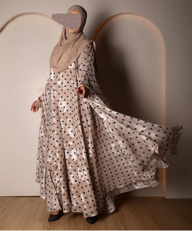 Polka 4 Pc Set Abaya - ivory