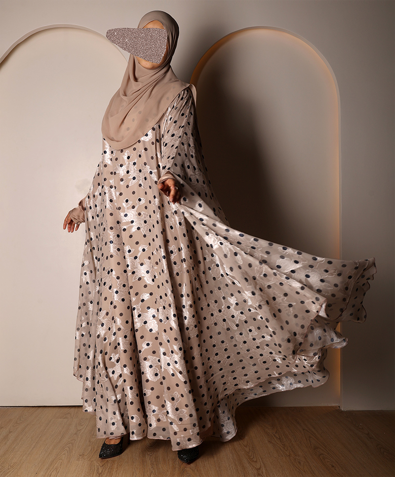 Polka 4 Pc Set Abaya - ivory