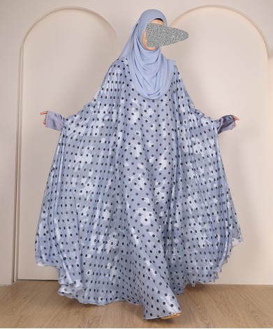 Polka 4 Pc Set Abaya - Powder Blue