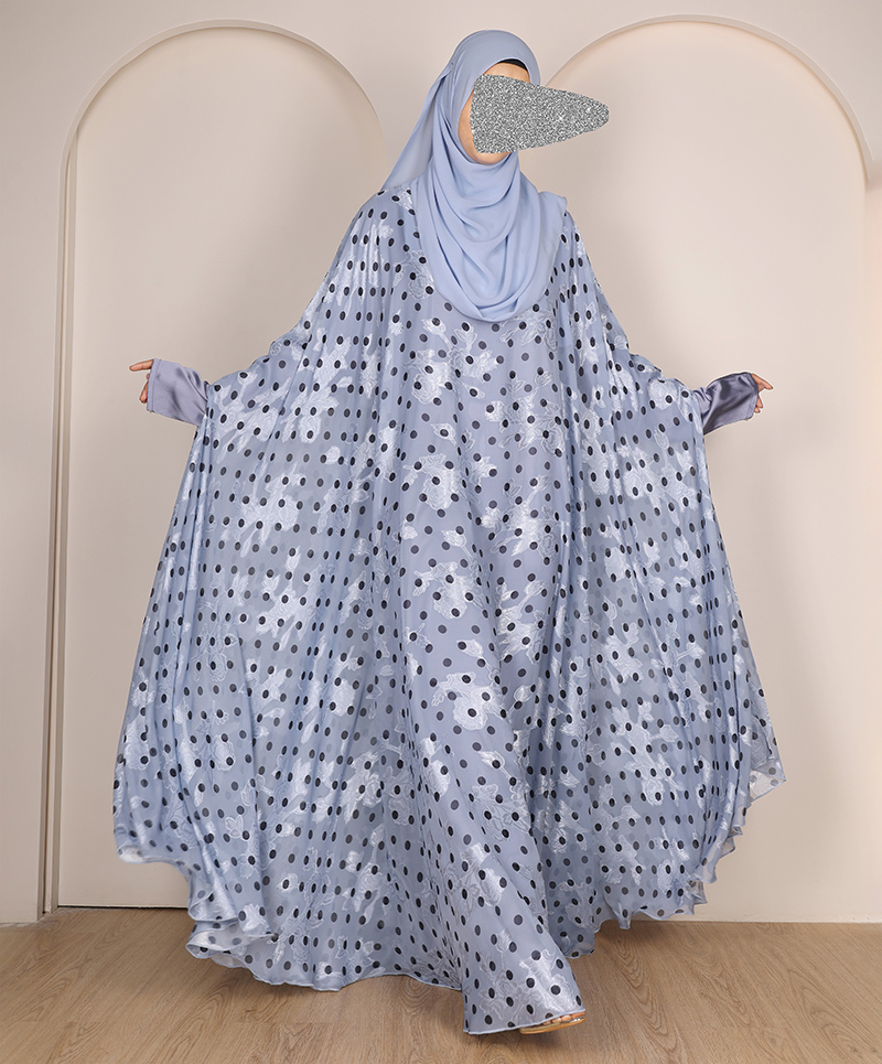 Polka 4 Pc Set Abaya - Powder Blue