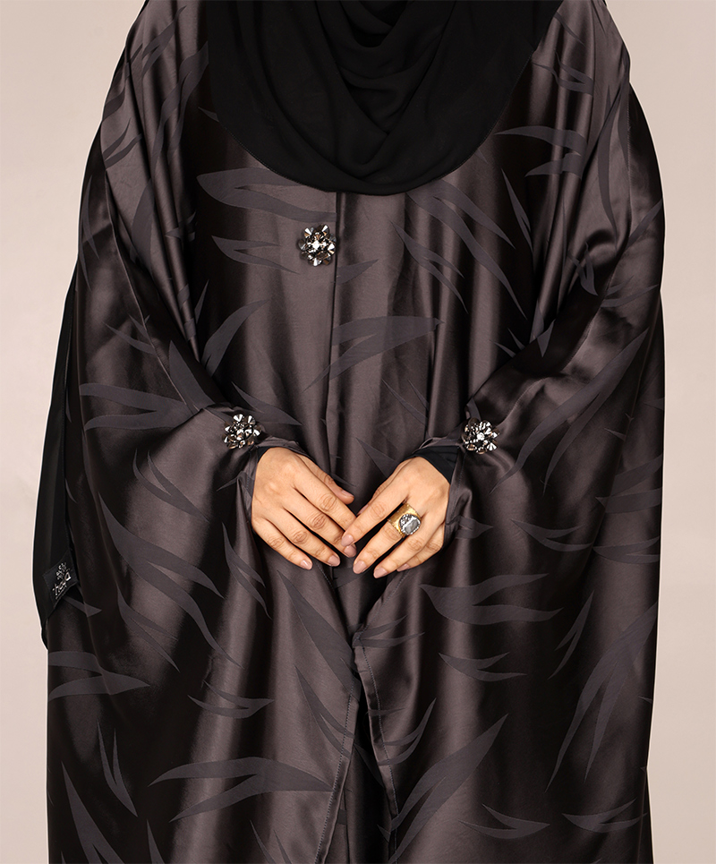 Abaya 3 Pc Set - Dark Grey