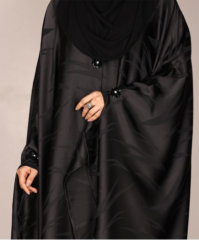 Abaya 3 Pc Set - Deep Black