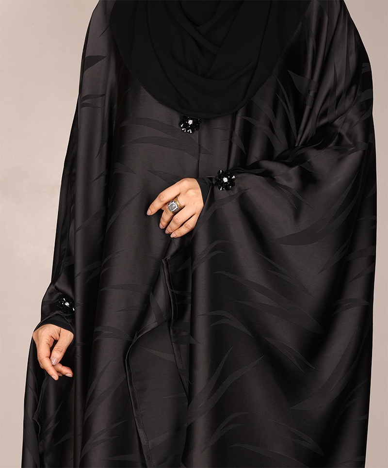 Abaya 3 Pc Set - Deep Black