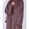 Metallic Stripe Abaya - Cocoa