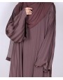 Metallic Stripe Abaya - Cocoa