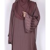 Metallic Stripe Abaya - Cocoa