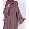 Metallic Stripe Abaya - Cocoa