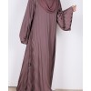 Metallic Stripe Abaya - Cocoa