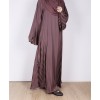 Metallic Stripe Abaya - Cocoa