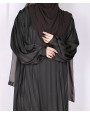 Metallic Stripe Abaya - Khakee