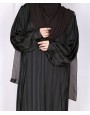 Metallic Stripe Abaya - Khakee